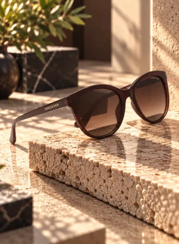 Óculos De Sol Feminino Kingseven Gatinho Marrom Lente Degradê UV400