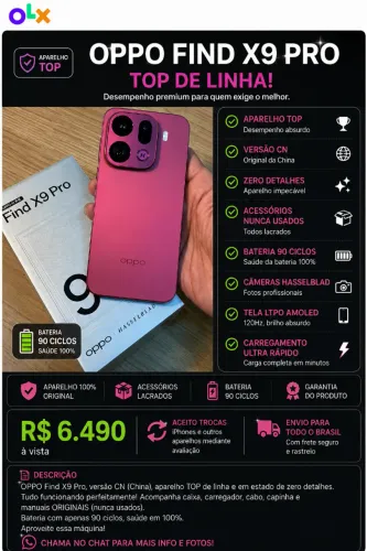 Oppo Find X9 Pro Novíssimo CN 16/512 Cor Exclusiva