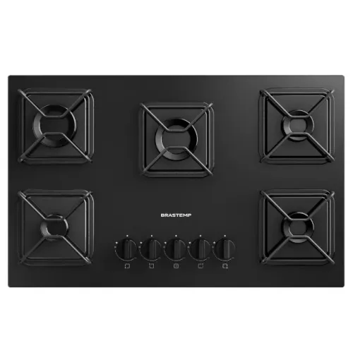 Cooktop 5 Bocas a Gás Brastemp com Grades de Ferro Aramado e Chama Simmer