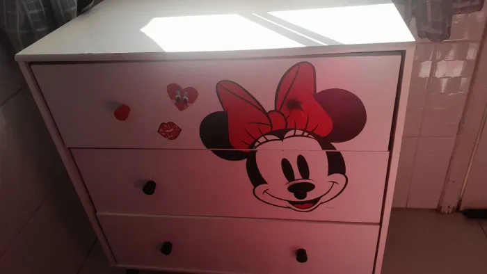 Comoda infantil Minnie 3 gavetas da madeira madeira (edição limitada)