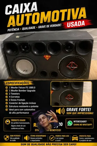 Caixa de som acústica carro funcionando normalmente