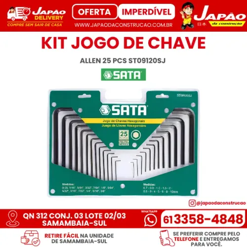 Kit Jogo de Chave Allen 25 Pcs Sata ST09120SJ Menos de R$ 2,00 Reais Por Cada Chave