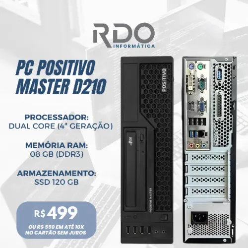 PC Positivo Master D210 Dual Core 8GB RAM SSD 120GB - Ótimo para Escritório