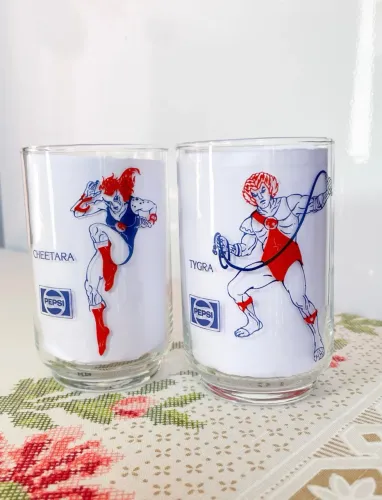 Copos Pepsi Thundercats Tygra e Cheetara 1986