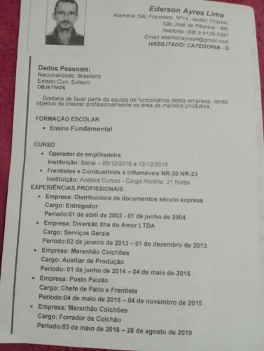 Motorista categoria D 