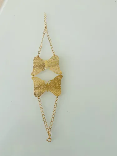 Pulseira dourada borboletas ajustável