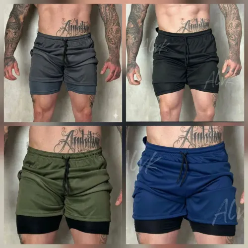 Bermuda masculina academia 2 em 1