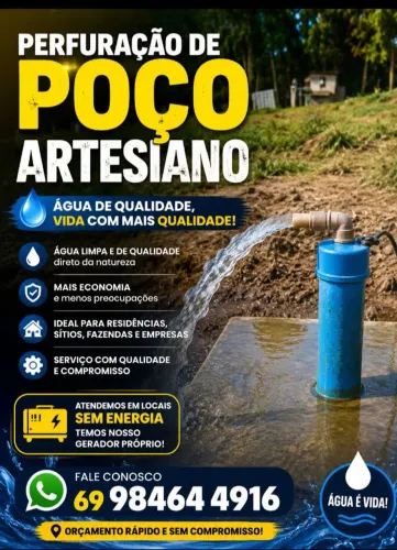Fazemos poços artesianos.