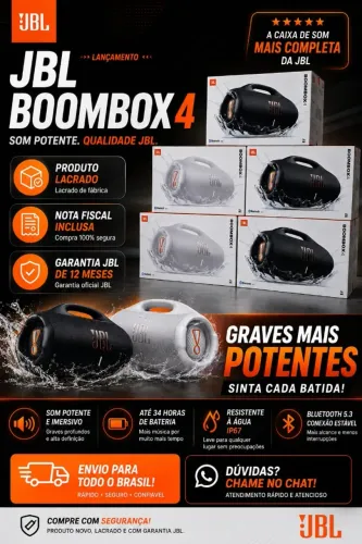 Caixa de Som JBL Boombox 4 Bluetooth - Lacrado, Nota Fiscal e Garantia JBL