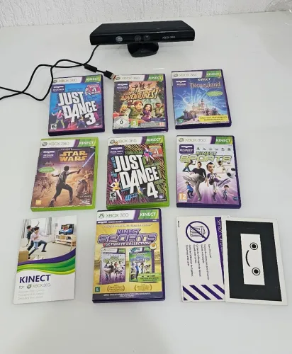 Lote Sensor Kinect + 7 Jogos Originais para Xbox 360 
