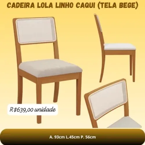 CADEIRA LOLA LINHO CAQUI (TELA BEGE)