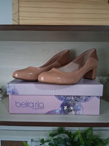 Scarpin creme Nud rosado- Beira Rio