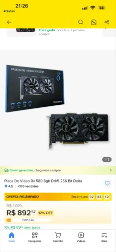 RX 580 8GB - aceito cartão