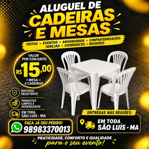 Aluguel de Mesas e Cadeiras para Festas e Eventos
