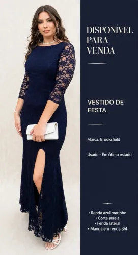 Vestido de festa azul marinho