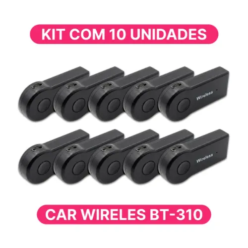 Kit 10 Receptores Áudio Bluetooth P2 para Som Automotivo