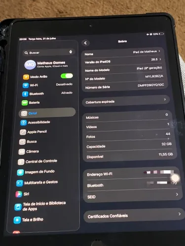IPAD 8° GERAÇÃO 32GB