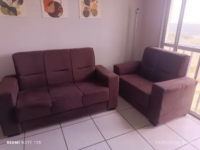 Jogo de Sofá 3 e 2 Lugares - Marrom - Super Confortável