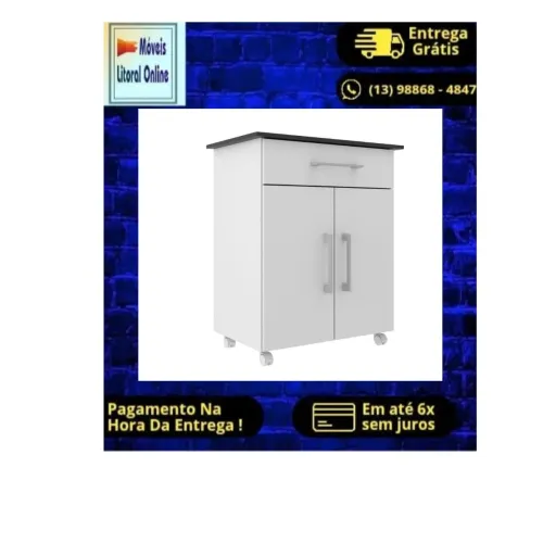 PROMOÇÃO ! BALCÃO  PARA FORNO COM GAVETA  E RODÍZIOS 440,00. SEM MONTAGEM 310,00