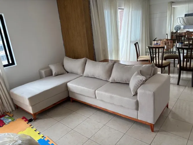 Sofá 3 lugares chaise linho 3.0 largura frete grátis R$ 3.000,00 a vista