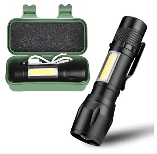 Mini Lanterna Led Tática Recarregável preto