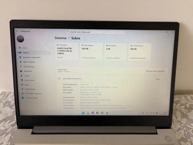 Parcelo até 6 vezes sem juros!!!! Notebook Lenovo RAM 20gb processador Intel i7 10 gen