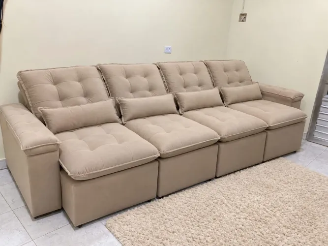 Sofás retrátil e reclinável com pillow top 4 lugares