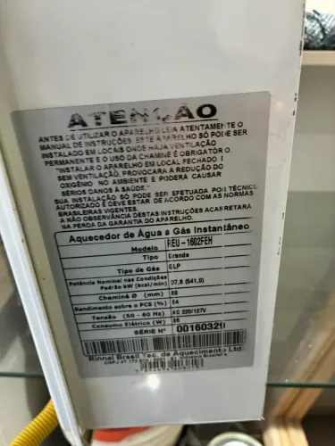 Vendo aquecedor Rinai 22l/min