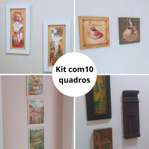 10 quadros decorativos em ótimo estado, divididos em 4 temas