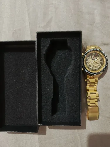 Relógio Winner Skeleton Automático Dourado Masculino Luxo