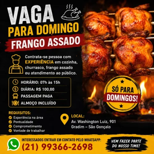 Cortar, espetar e atender frango assado