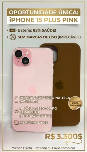 iPhone 15 Plus 128gb rosa - impecável