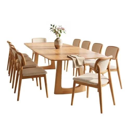 Mesa De Jantar Stallion Com 10 Cadeiras Pollo Bege