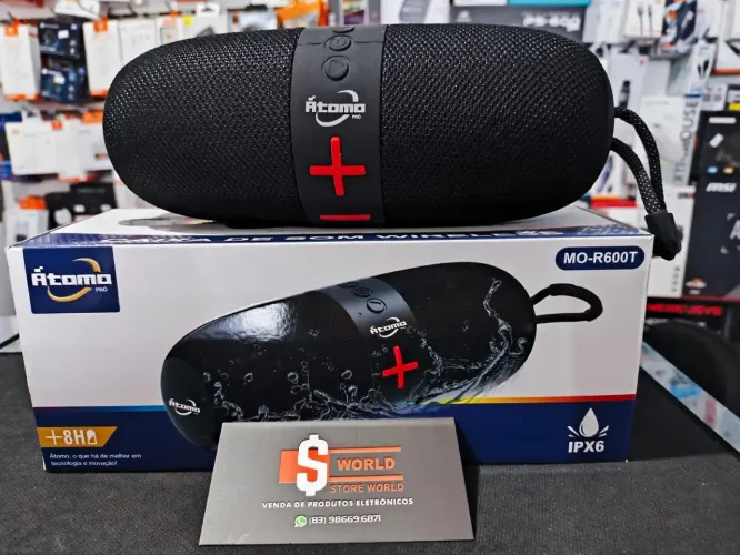 Caixa de som Átomo Bluetooth, Pen drive e cartão de memória - Store World 