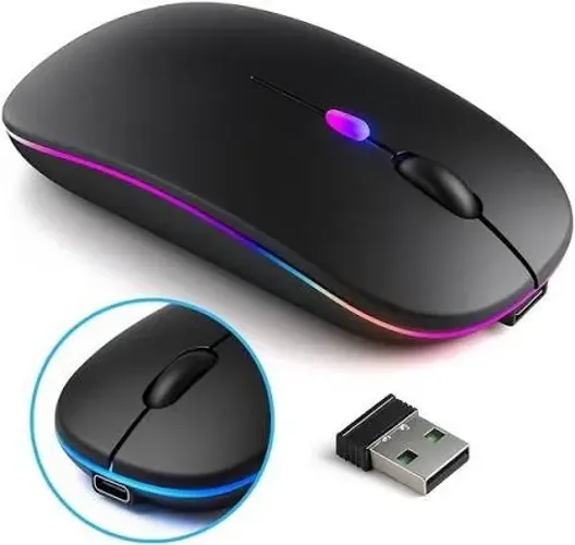 Mouse sem fio dual band receptor nano 2,4ghz recarregável