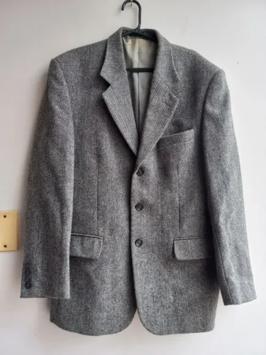 Blazer cinza em lã batida Tamanho 48