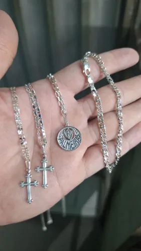 Cordão e pulseira de prata