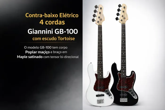 Contrabaixo Giannini 4 cordas branco ou preto 