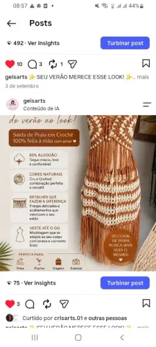 Roupas em crochê à partir de 35 reais