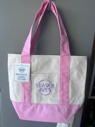 bolsa trader joe's mini pastel canvas tote bag