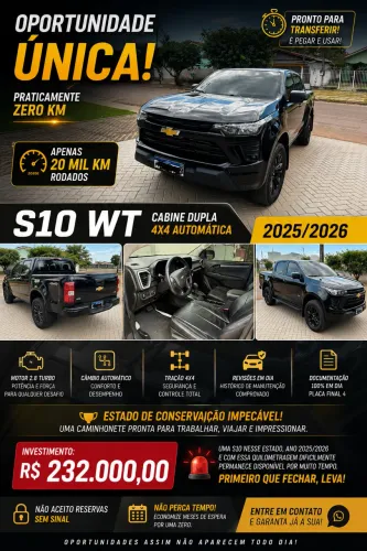 Chevrolet S10 WT 2.8 TDI Diesel 4X4 Aut. 2026