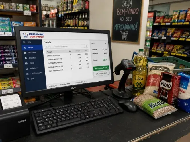 computador completo para mercadinhos impressora termica, leitor de codigo de barras elgin 