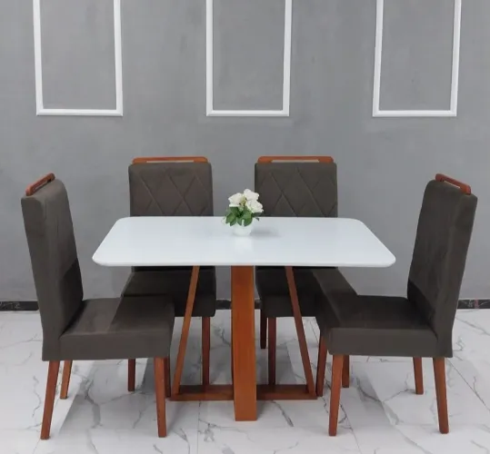 Conjunto Sala de Janta 100% Madeira 1.20x80 A.L.T.O P.A.D.R.Ã.O
