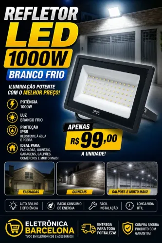 Refletor de Led 1000W Branco Frio