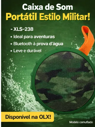 Caixa de Som Camuflada XLS-238 - Estilo Militar e Som Potente resistente a agua