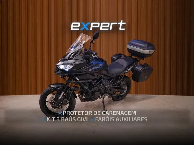 Kawasaki Versys Preto com 20.300km - Prot. de Carenagem - 3 Baús Givi - Faróis Auxiliares