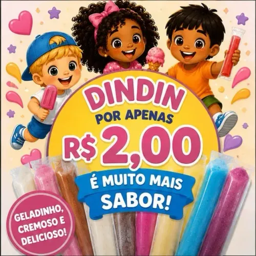 Dindin - Gelado e Cremoso | Diversos sabores | R$ 2,00
