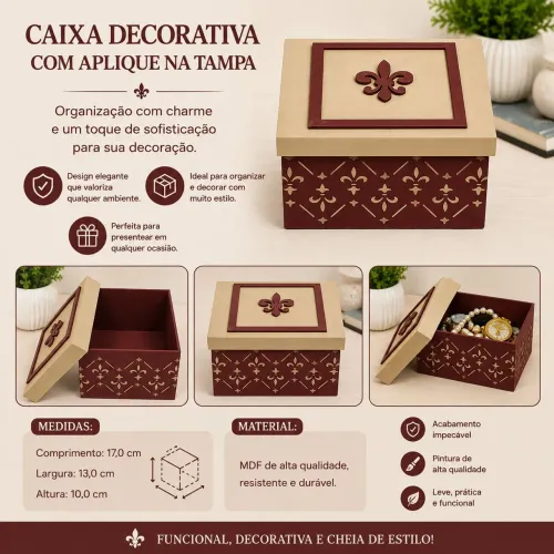 Caixa Vinho com Aplique na Tampa - MDF