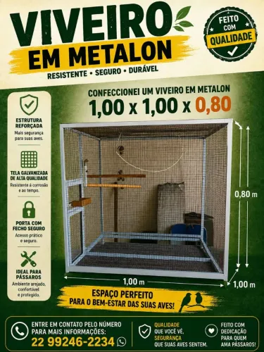 Viveiro, viveiro para pássaros, viveiro Metalon