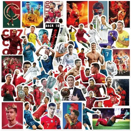 Kit 50 Unidades de Adesivos do Cristiano Ronaldo CR7 - Pcs Peças Autocolantes Futebol